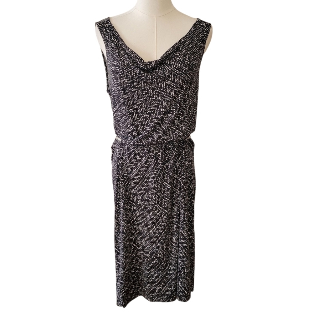 Ann Taylor Black &‎ White Draped Sleeveless Jersey Dress Size Medium
